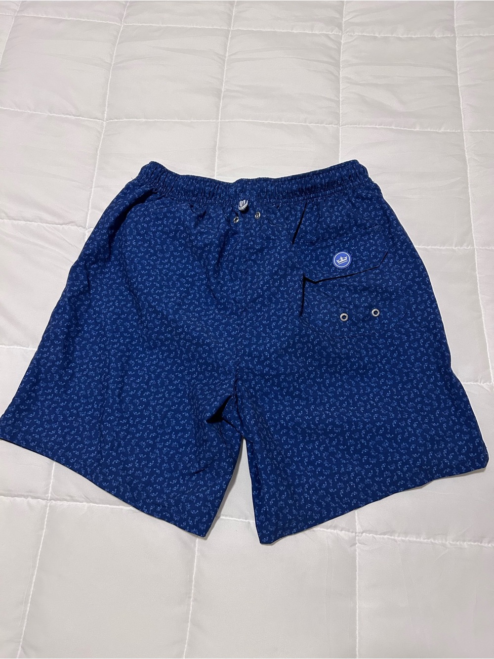 Peter Millar Navy Patterned Swim Trunks